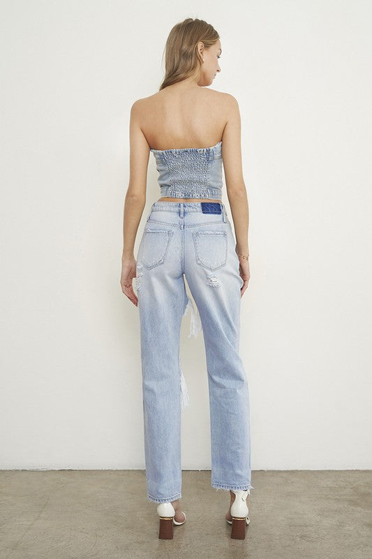 Light Wash Denim High Rise Baggy Jeans