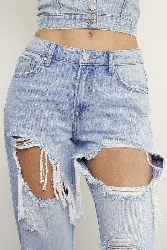 Light Wash Denim High Rise Baggy Jeans