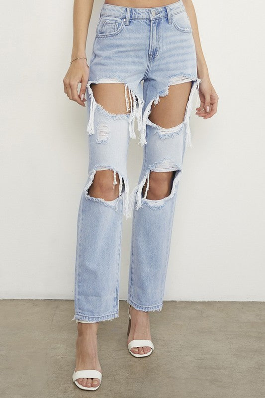 Light Wash Denim High Rise Baggy Jeans