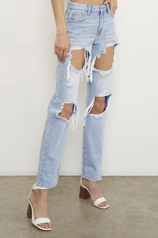 Light Wash Denim High Rise Baggy Jeans