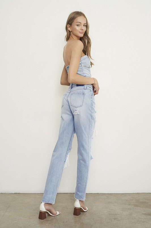 Light Wash Denim High Rise Baggy Jeans