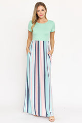 Contrast Multi Stripe Maxi Dress