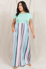 Contrast Multi Stripe Maxi Dress