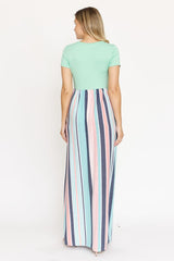 Contrast Multi Stripe Maxi Dress