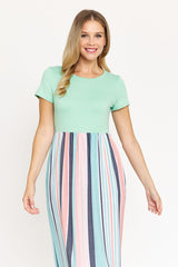 Contrast Multi Stripe Maxi Dress