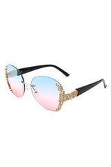 Women Rimless Round Rhinestone Oversize Sunglasses king-general-store-5710.myshopify.com