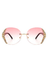 Women Rimless Round Rhinestone Oversize Sunglasses king-general-store-5710.myshopify.com