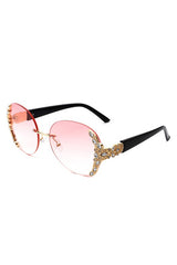 Women Rimless Round Rhinestone Oversize Sunglasses king-general-store-5710.myshopify.com