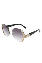 Women Rimless Round Rhinestone Oversize Sunglasses king-general-store-5710.myshopify.com