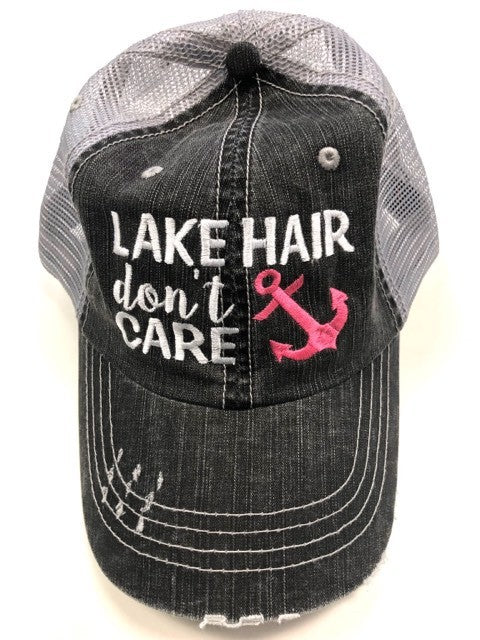 Lake Hair Don't Care Blue Anchor Trucker Hat king-general-store-5710.myshopify.com