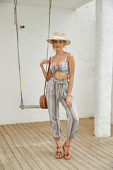 Summer Bra Top with Loose Elastic Pant Set