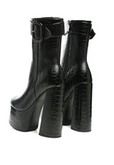 Bumpy Croc High Block Heeled Chunky Ankle Boots king-general-store-5710.myshopify.com