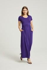 Deep Purple Summer Casual Maxi Dress With Pocket