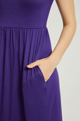 Deep Purple Summer Casual Maxi Dress With Pocket