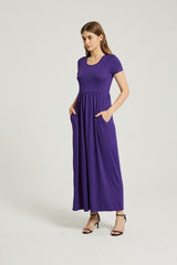 Deep Purple Summer Casual Maxi Dress With Pocket