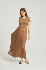 Taupe Summer Casual Maxi Dress With Pocket