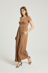 Taupe Summer Casual Maxi Dress With Pocket