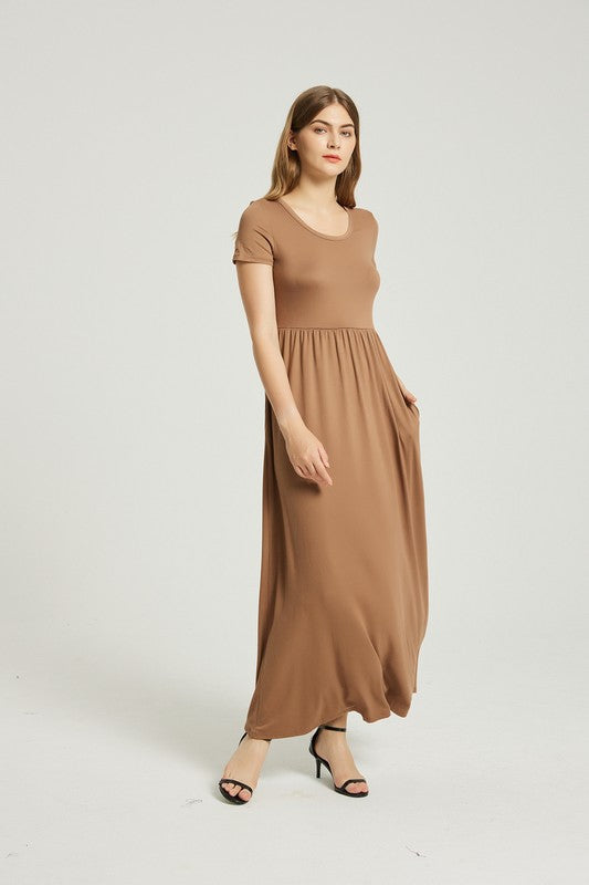 Taupe Summer Casual Maxi Dress With Pocket