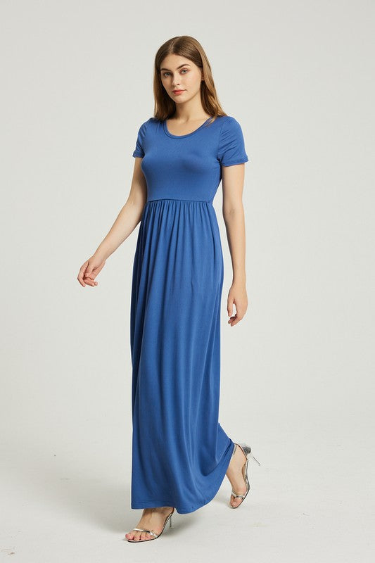 Denim Summer Casual Maxi Dress With Pocket