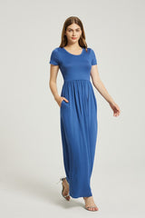 Denim Summer Casual Maxi Dress With Pocket