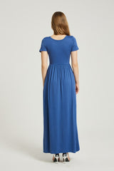 Denim Summer Casual Maxi Dress With Pocket