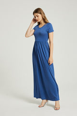 Denim Summer Casual Maxi Dress With Pocket