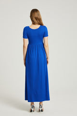 Royal Blue Summer Casual Maxi Dress With Pockets