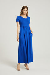 Royal Blue Summer Casual Maxi Dress With Pockets