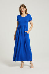 Royal Blue Summer Casual Maxi Dress With Pockets