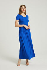 Royal Blue Summer Casual Maxi Dress With Pockets