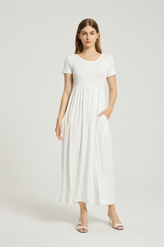 White Summer Casual Maxi Dress With Pocket king-general-store-5710.myshopify.com