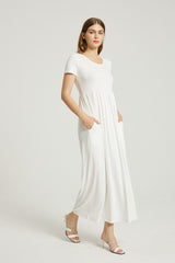 White Summer Casual Maxi Dress With Pocket king-general-store-5710.myshopify.com