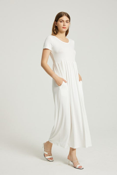 White Summer Casual Maxi Dress With Pocket king-general-store-5710.myshopify.com