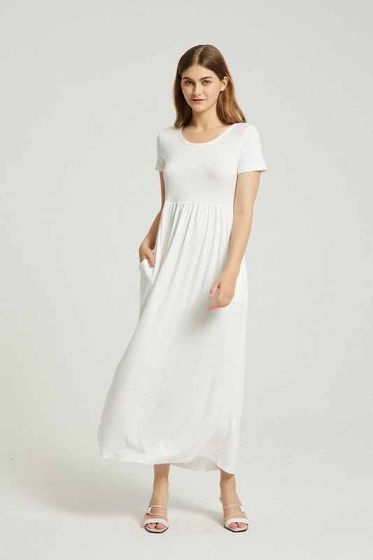 White Summer Casual Maxi Dress With Pocket king-general-store-5710.myshopify.com