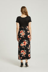 Womens Summer Casual Floral Maxi Dress With Pocket