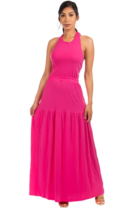 Fuchsia Open Back Maxi Dress king-general-store-5710.myshopify.com