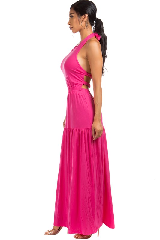 Fuchsia Open Back Maxi Dress king-general-store-5710.myshopify.com