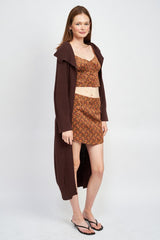 Dark Brown Lapel Corrar Maxi Cardigan king-general-store-5710.myshopify.com