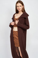 Dark Brown Lapel Corrar Maxi Cardigan king-general-store-5710.myshopify.com