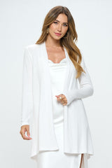 Ivory Brushed Knit Draped Cardigan with Cashmere Feel