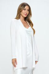 Ivory Brushed Knit Draped Cardigan with Cashmere Feel