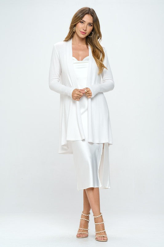 Ivory Brushed Knit Draped Cardigan with Cashmere Feel