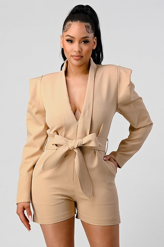 Business Casual Blazer Romper with Belt king-general-store-5710.myshopify.com