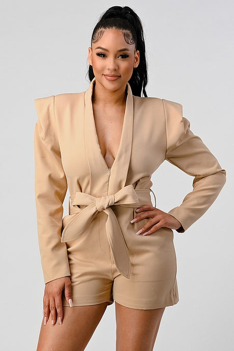 Business Casual Blazer Romper with Belt king-general-store-5710.myshopify.com