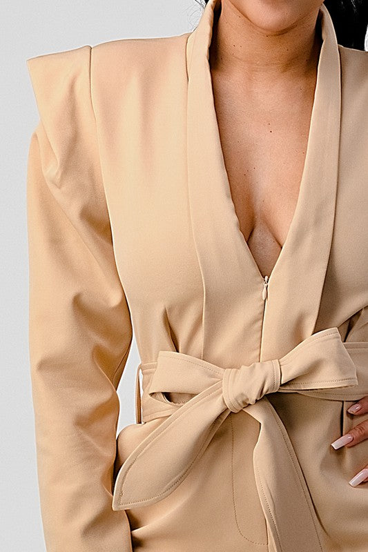 Business Casual Blazer Romper with Belt king-general-store-5710.myshopify.com