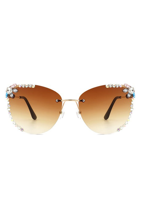 Rimless Rhinestone Fashion Cat Eye Sunglasses king-general-store-5710.myshopify.com