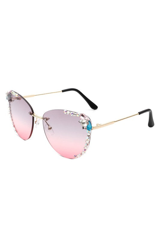 Rimless Rhinestone Fashion Cat Eye Sunglasses king-general-store-5710.myshopify.com