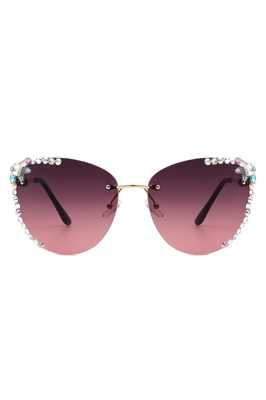 Rimless Rhinestone Fashion Cat Eye Sunglasses king-general-store-5710.myshopify.com