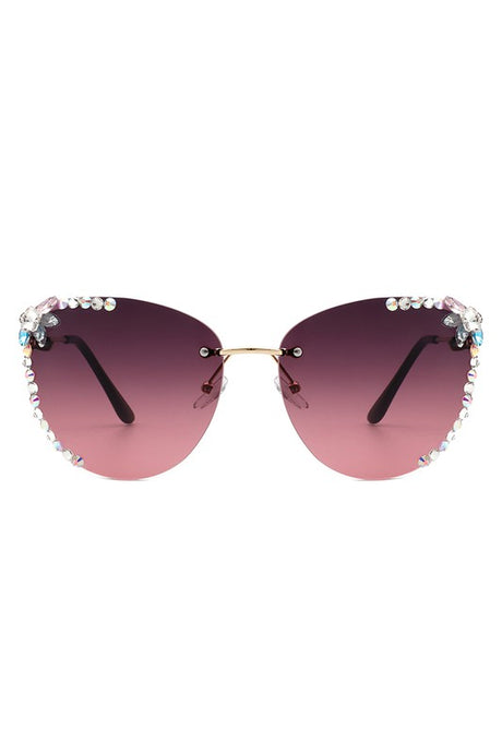 Rimless Rhinestone Fashion Cat Eye Sunglasses king-general-store-5710.myshopify.com