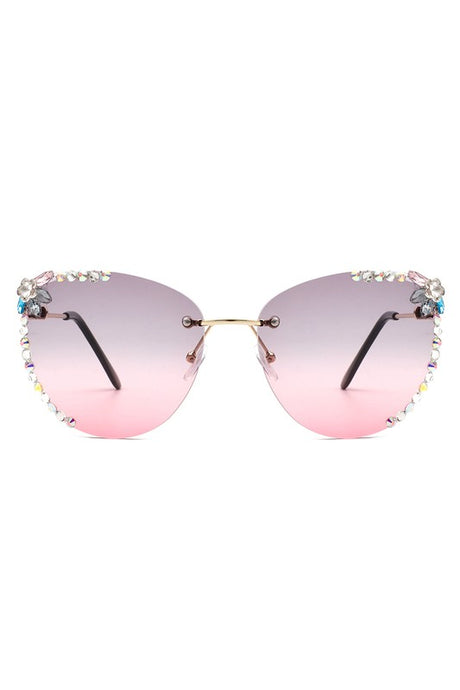 Rimless Rhinestone Fashion Cat Eye Sunglasses king-general-store-5710.myshopify.com